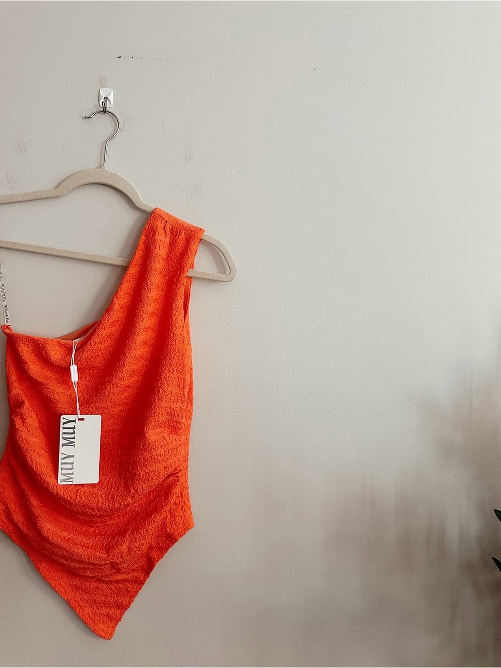 Muy Muy One Shoulder Top in Coral NWT
